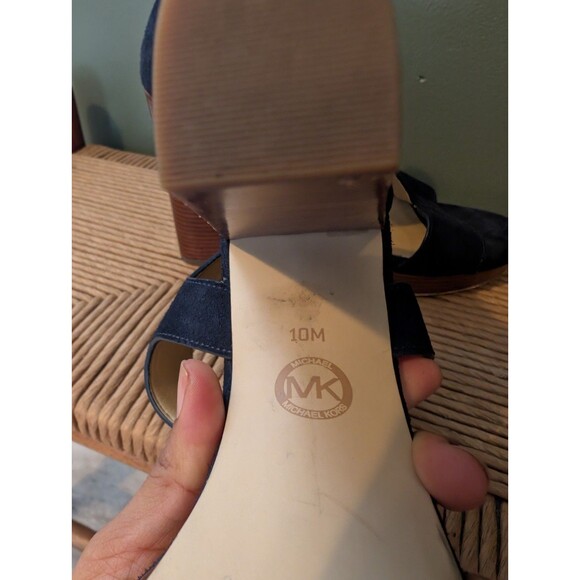 Michael Kors Womens Navy Berkley Suede Platform Sandals Sz 10 Party Clubwear Fun - Picture 8 of 11